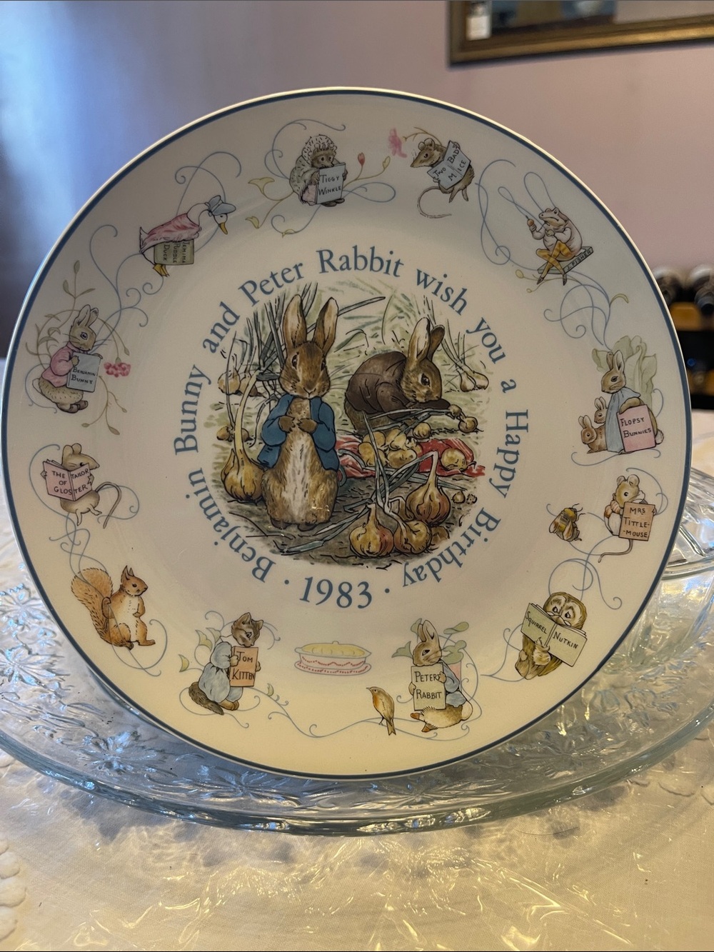 Vintage Wedgwood Peter Rabbit Decorative Plate - Blue and Cream